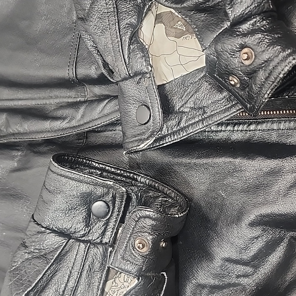 Burk's Bay Men's Black Leather Bomber Jacket. XL - Picture 9 of 13
